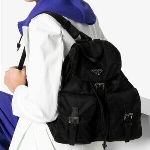 Womens Prada Milano 104 Black Nylon Shoulder Backpack Designer Handbag